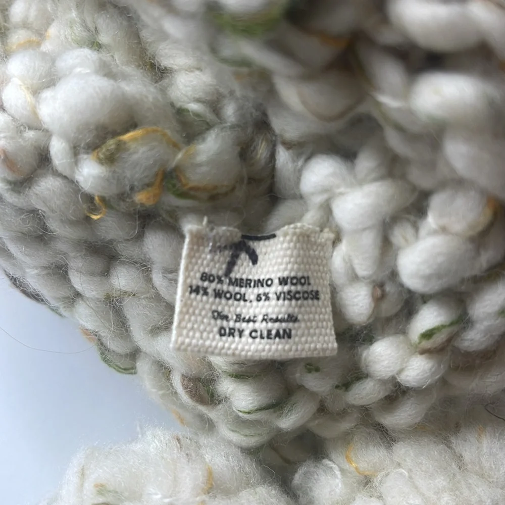 Free People x Loopy Mango Aviatrix Hand Knit Trapper Beanie Ivory / Green